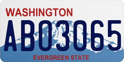 WA license plate ABO3065