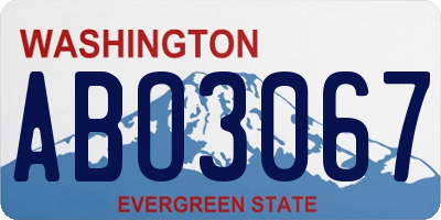 WA license plate ABO3067