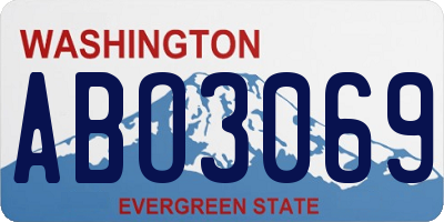 WA license plate ABO3069