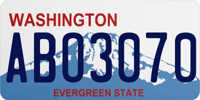 WA license plate ABO3070