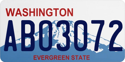 WA license plate ABO3072
