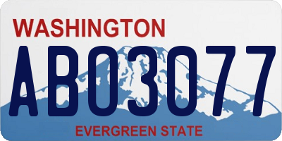 WA license plate ABO3077