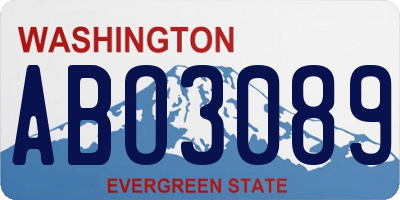 WA license plate ABO3089