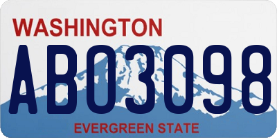 WA license plate ABO3098