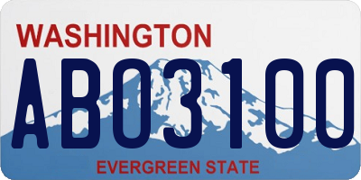 WA license plate ABO3100