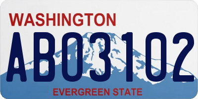 WA license plate ABO3102
