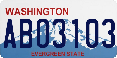 WA license plate ABO3103