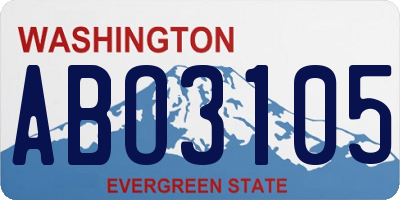 WA license plate ABO3105