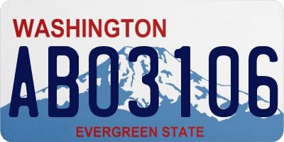 WA license plate ABO3106