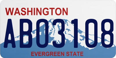 WA license plate ABO3108