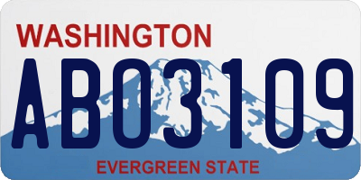 WA license plate ABO3109