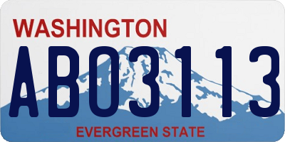 WA license plate ABO3113