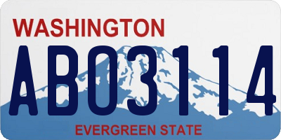 WA license plate ABO3114