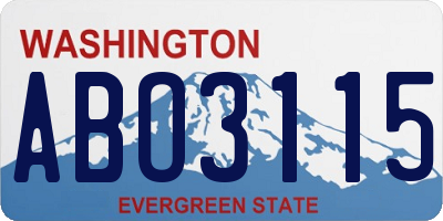WA license plate ABO3115