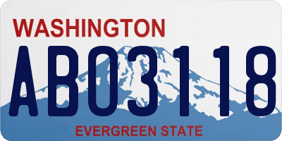 WA license plate ABO3118