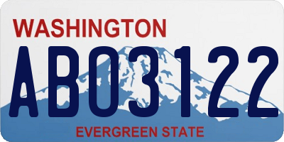 WA license plate ABO3122