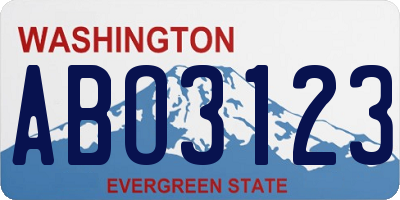WA license plate ABO3123