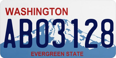 WA license plate ABO3128