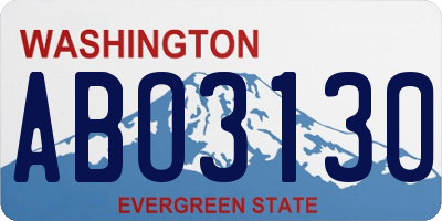 WA license plate ABO3130
