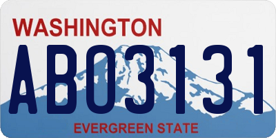 WA license plate ABO3131