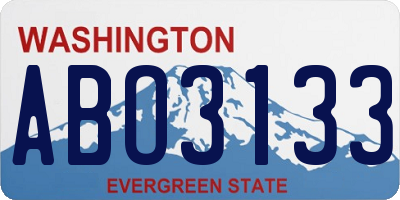 WA license plate ABO3133