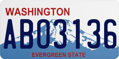 WA license plate ABO3136
