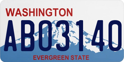 WA license plate ABO3140