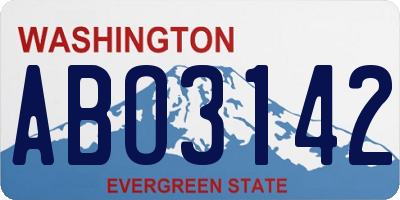 WA license plate ABO3142