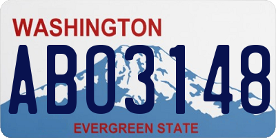 WA license plate ABO3148