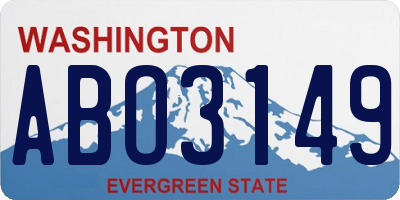 WA license plate ABO3149