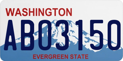 WA license plate ABO3150