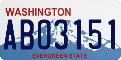 WA license plate ABO3151