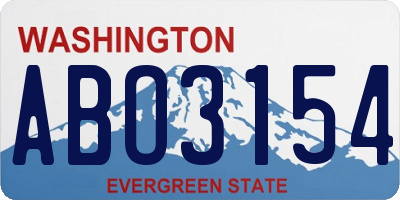 WA license plate ABO3154