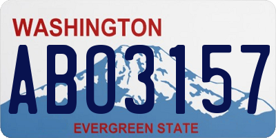 WA license plate ABO3157