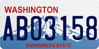 WA license plate ABO3158