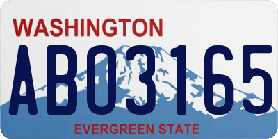 WA license plate ABO3165