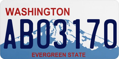 WA license plate ABO3170