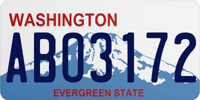WA license plate ABO3172