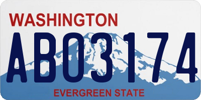 WA license plate ABO3174