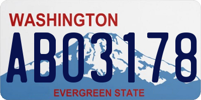 WA license plate ABO3178