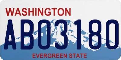 WA license plate ABO3180