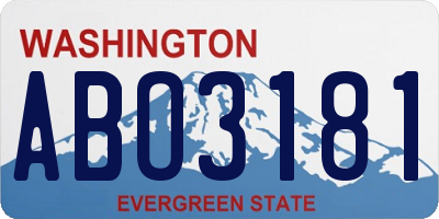 WA license plate ABO3181