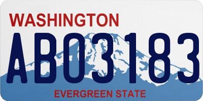 WA license plate ABO3183