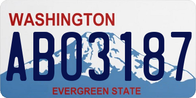 WA license plate ABO3187