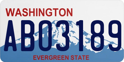 WA license plate ABO3189