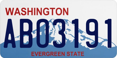 WA license plate ABO3191