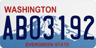 WA license plate ABO3192