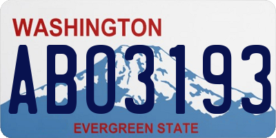 WA license plate ABO3193