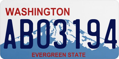 WA license plate ABO3194