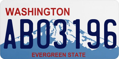 WA license plate ABO3196